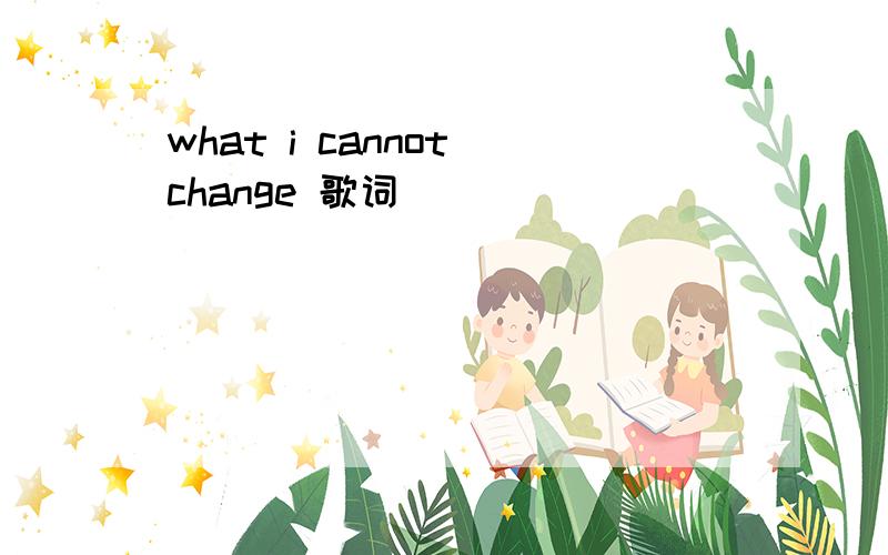 what i cannot change 歌词