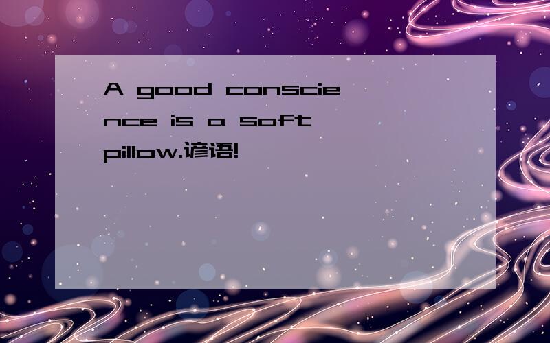 A good conscience is a soft pillow.谚语!