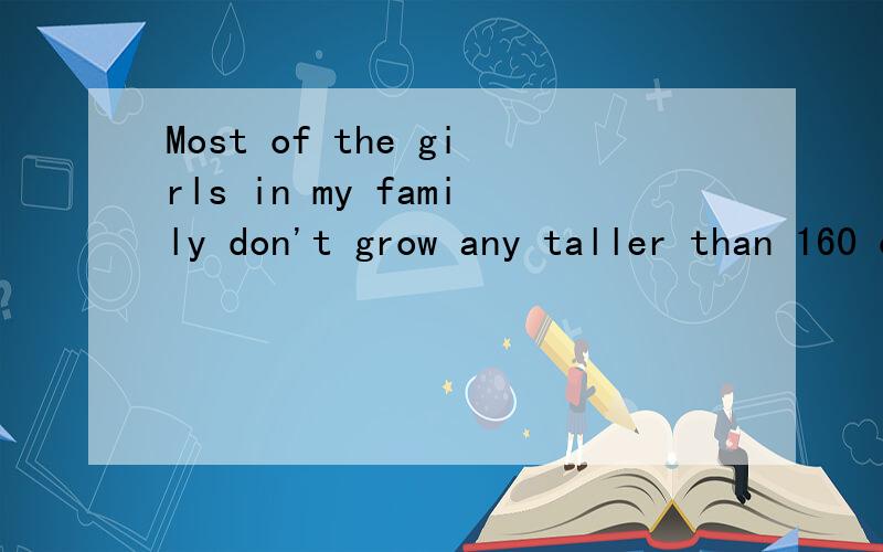 Most of the girls in my family don't grow any taller than 160 cm.这句话怎么理解 特别是don't grow any taller than 160 cm.any taller than 160 cm.到底做什么成分 any在此词性是什么