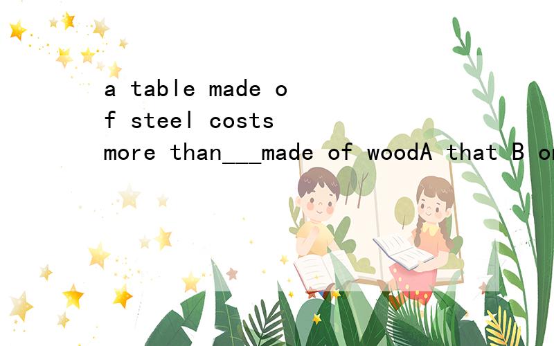 a table made of steel costs more than___made of woodA that B one不能用A的原因是?
