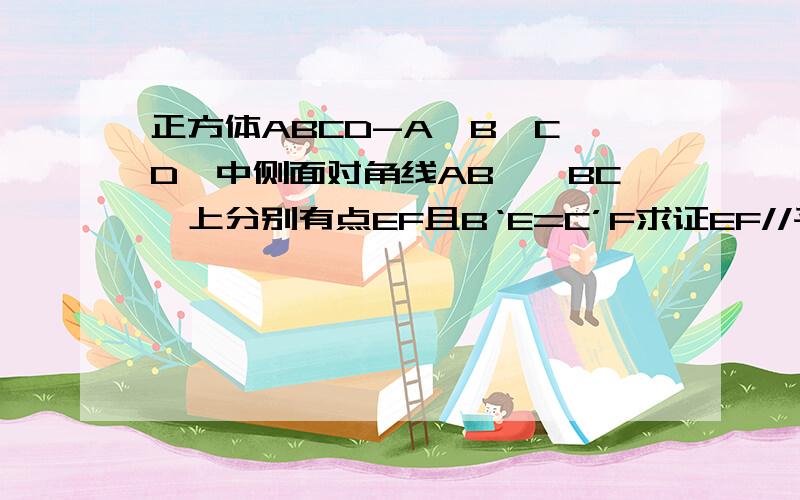 正方体ABCD-A'B'C'D'中侧面对角线AB',BC'上分别有点EF且B‘E=C’F求证EF//平面ABCD