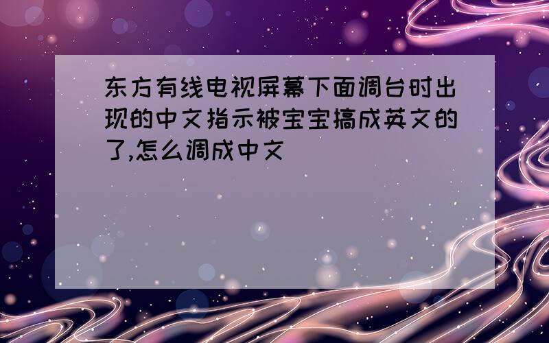 东方有线电视屏幕下面调台时出现的中文指示被宝宝搞成英文的了,怎么调成中文