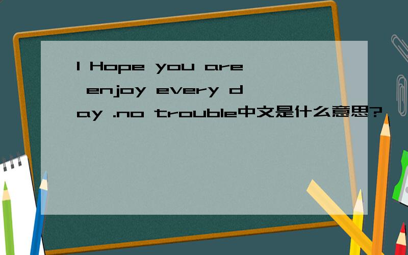 I Hope you are enjoy every day .no trouble中文是什么意思?